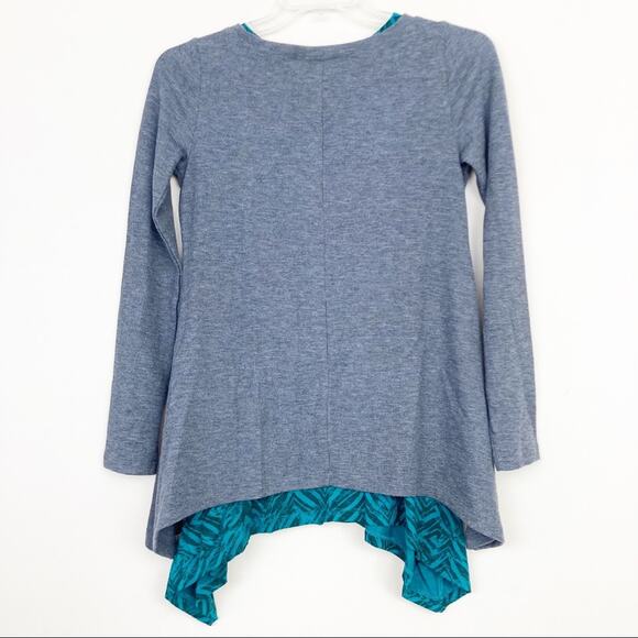 LOGO Lori Goldstein Gray Green Layered Long Sleeve Top Sz S - Picture 3 of 8